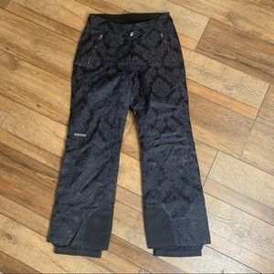 Marmot Black on Black Floral Snowboard/Ski Pants